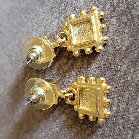 Vtg Space Age Art Noveau Acrylic Gem Nebula Castlecore Dangle Earrings - Picture 3 of 5